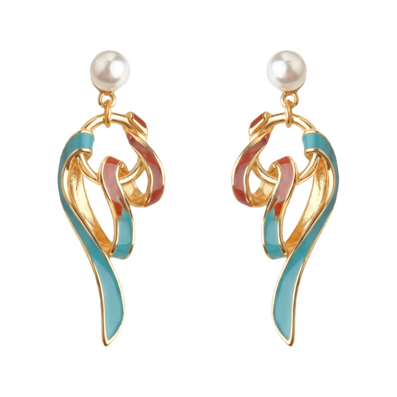 A廠【7386】敦煌繫飄帶原創小眾設計時尚國潮高級感琺瑯彩繪手工滴釉耳飾耳環
26.01-4