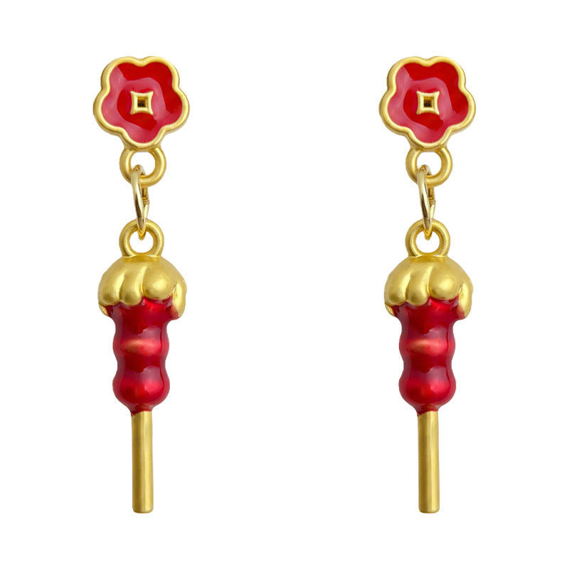 A廠【7209】時尚高級感糖葫蘆串新款耳飾琺瑯滴釉新年紅色國潮耳環
 25.12-2