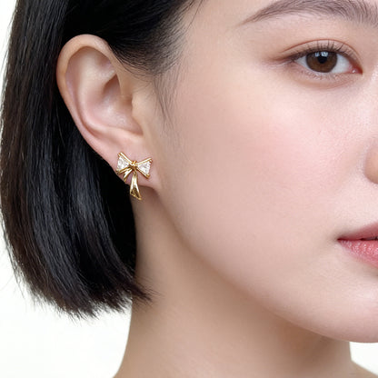 A廠【7435】時尚高級感鋯石蝴蝶結簡約通勤原創新款耳環女飾品
 26.03-4