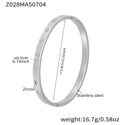 B廠【Z024】跨境新款簡約鈦鋼時尚鑲鑽素圈手鐲女歐美時尚女士手鐲手飾 25.07-2