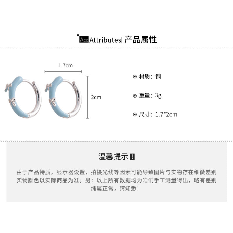 A廠【HE27673】蝴蝶結幾何圓形滴油耳環小清新甜美氣質耳環時尚小眾設計感耳飾女 25.07-2