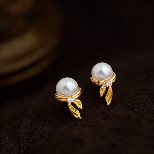 A廠【7462】原創設計師蝴蝶結清新甜美新款優雅氣質高級感耳飾耳環飾品女
 26.04-1