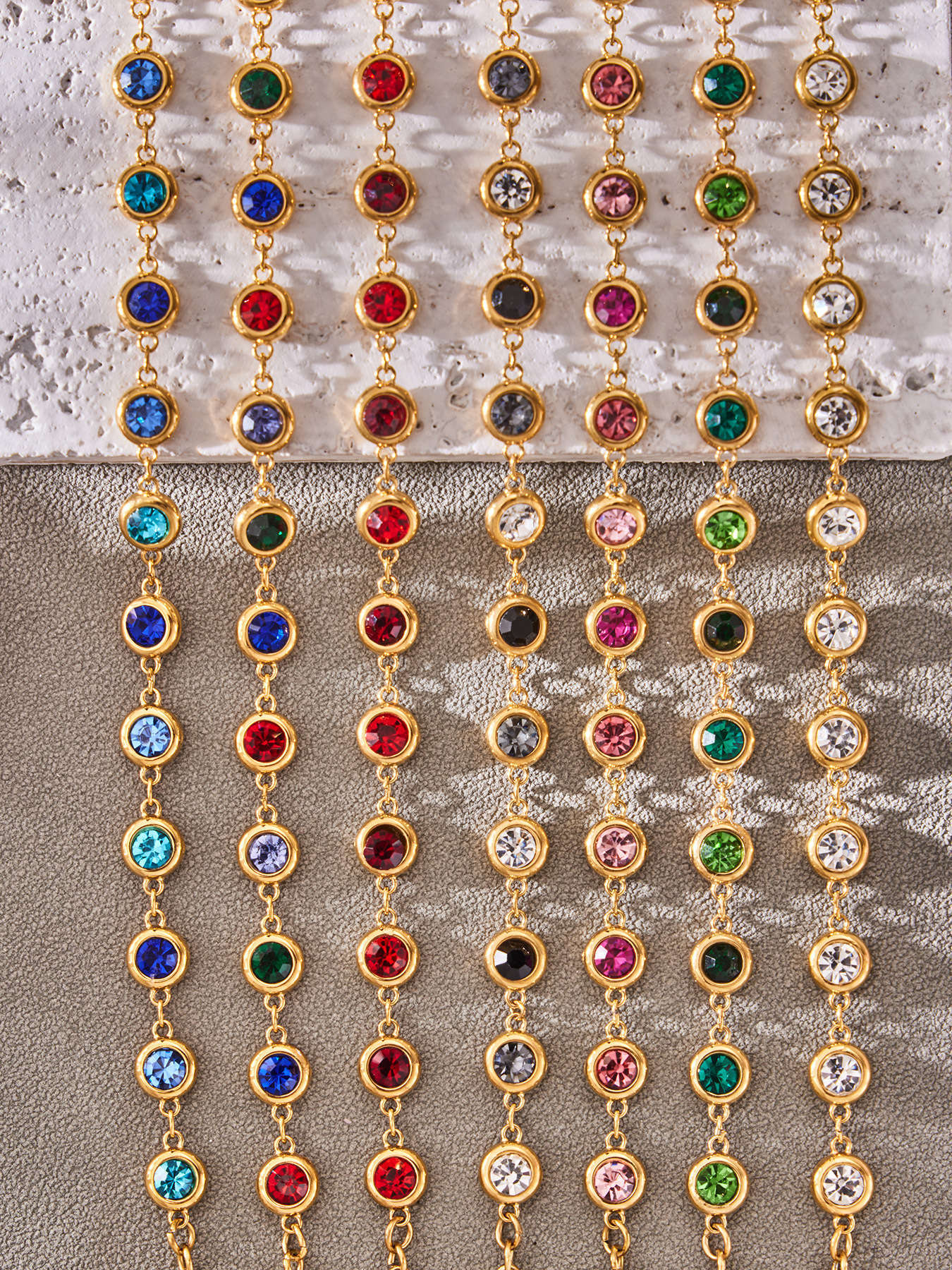 B廠【TXP552】chic奢華5A圓鋯拼接不鏽鋼手鍊項鍊精緻時尚氣質彩鑽流蘇耳環套裝
 26.03-2