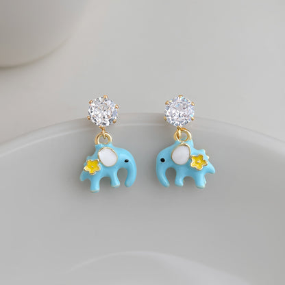 A廠【7391】清新甜美可愛琺瑯滴釉手工彩繪童趣小象耳環個性小眾新款耳環
 26.02-4