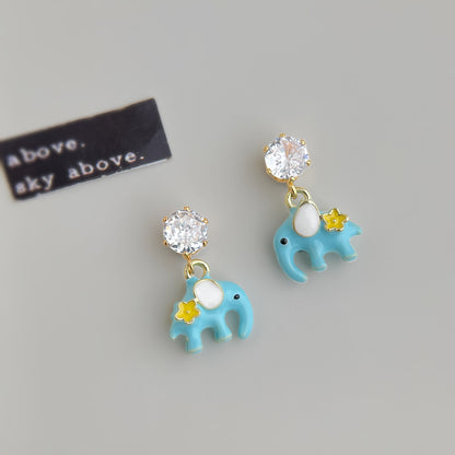A廠【7391】清新甜美可愛琺瑯滴釉手工彩繪童趣小象耳環個性小眾新款耳環
 26.02-4