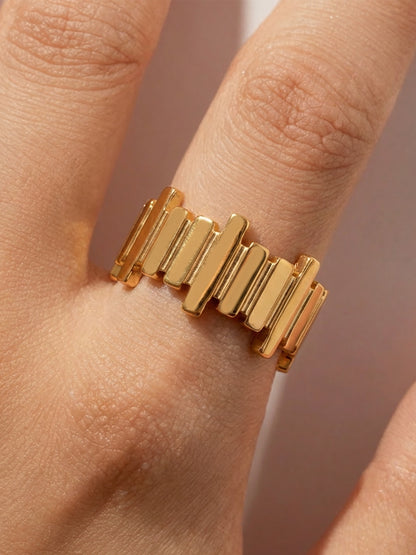 B廠【A314】歐美ins小眾設計不規則長條幾何開口戒指不鏽鋼鍍18k真金個性戒指
 26.01-1
