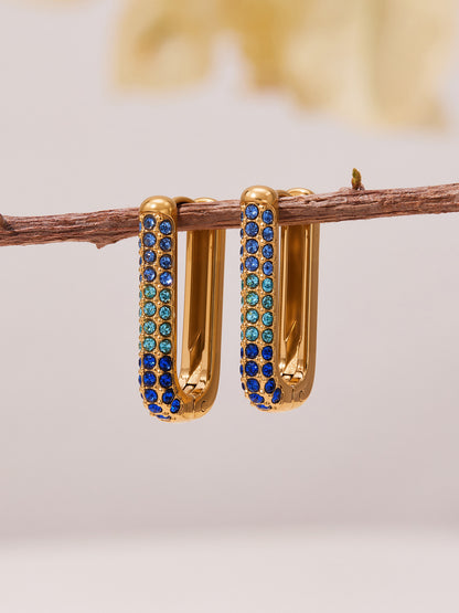 B廠【F836】跨國新款彩色5A鋯石長款U型耳扣耳圈不鏽鋼鍍18k真金不掉色
 25.11-2