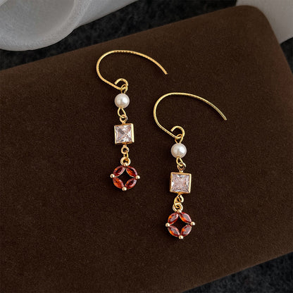 A廠【7367】文藝復古新中式鑲嵌鋯石長款新款耳環女國潮個性耳環女
 26.01-4