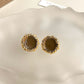 C廠【4892】苔原綠秋冬新款色系電鍍14K復古滴油不規則異形耳飾耳環 24.09-3