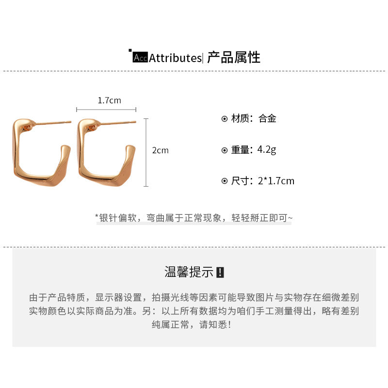 A廠【HE28641】925銀針歐美跨國幾何方形吊墜耳環時尚冷淡風耳環小眾設計感金屬耳環
 25.09-3