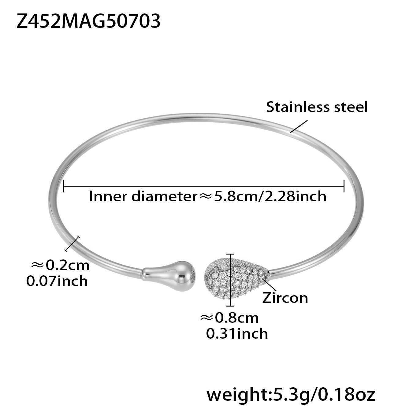 B廠【Z446】不鏽鋼5A鋯石滿鑽八芒星大小雙愛心開口手鐲組合歐美飾品女 25.07-2