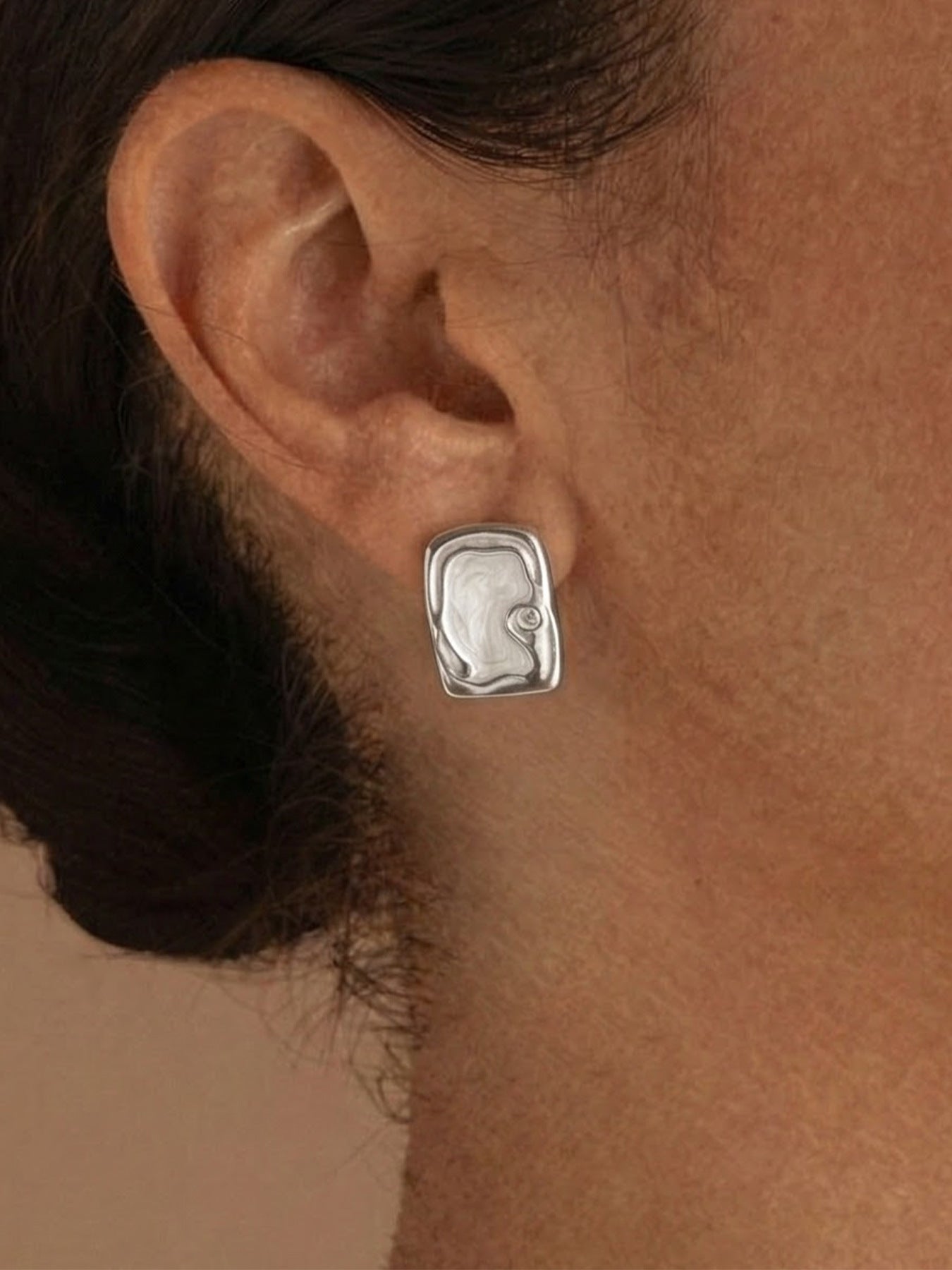 B廠【F079】歐美輕奢風方形琺瑯彩釉耳環不銹鋼材質鍍18k真金高級感氣質耳飾
 26.01-2