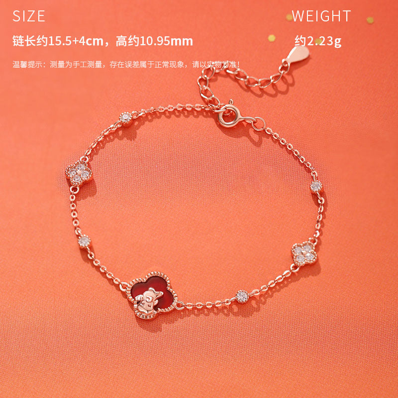 E廠【YC2693N】原創S925純銀馬到成功耳環本命年手鍊四葉草生肖馬項鍊
 25.10-4