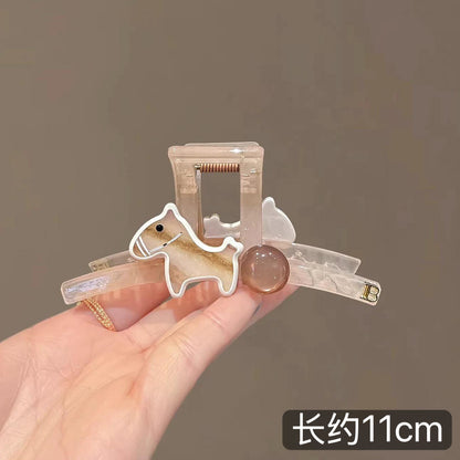 C廠【X346】韓版2026新款小馬黑色抓夾品質壓克力盤髮夾後腦勺大鯊魚夾髮飾
 26.06-1「C廠-單筆結帳需滿，NT$500出貨(不含運費)」
