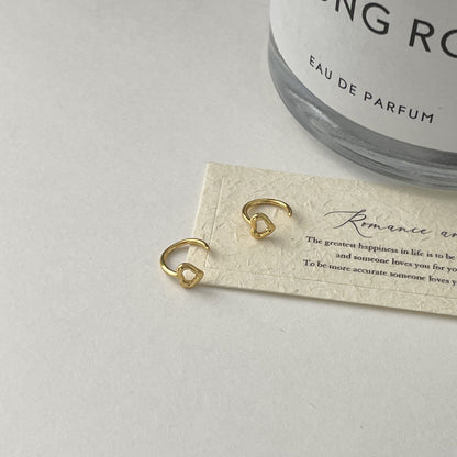 E廠【XDQ10123E】S999純銀韓版簡約愛心耳鉤女小眾設計心型鏤空耳環精緻耳飾潮
 26.03-2