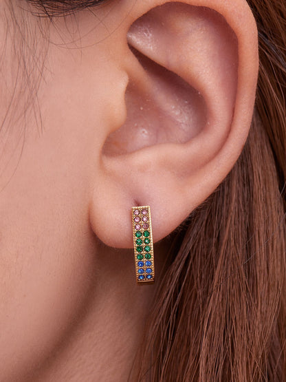 B廠【F670】超閃5A鋯石U型卡扣彩鑽耳扣歐美風時尚輕奢百搭不鏽鋼耳飾
 25.11-1