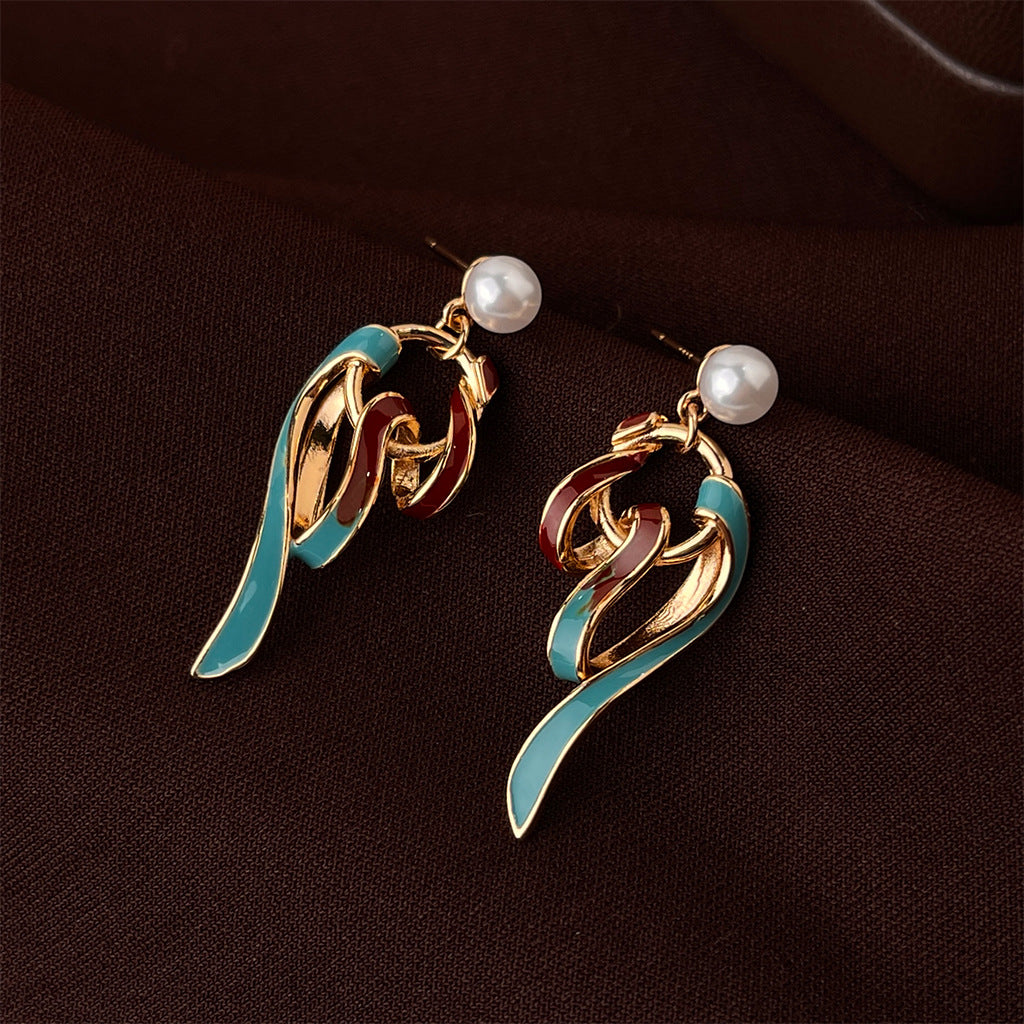 A廠【7386】敦煌繫飄帶原創小眾設計時尚國潮高級感琺瑯彩繪手工滴釉耳飾耳環
 26.01-4