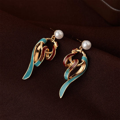 A廠【7386】敦煌繫飄帶原創小眾設計時尚國潮高級感琺瑯彩繪手工滴釉耳飾耳環
 26.01-4