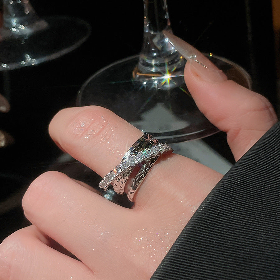 A廠【HR2784】歐美跨境鋯石三層交叉開口戒指時尚百搭氣質食指戒輕奢高級感指環
 25.10-4