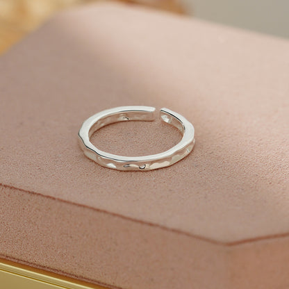 D廠【YC3563R】S999足銀凹凸面戒指情侶對戒冷淡風小眾輕奢個性時尚手飾 25.02-2