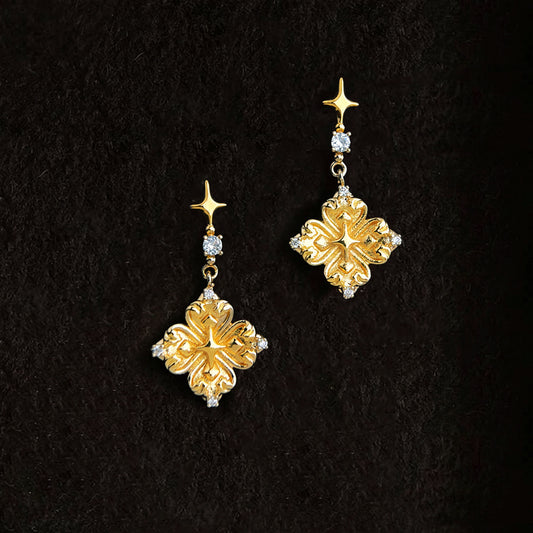 A廠【7498】原創芒星鳶尾花時尚高級感銀針微鑲鋯石新款耳環飾品
 26.04-3