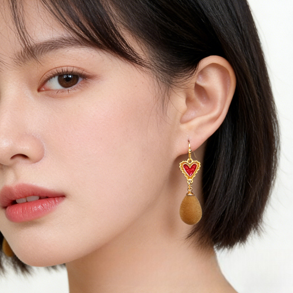 A廠【7319】文藝復古美拉德風新款手工愛心水滴耳環女飾品耳環
 26.01-2