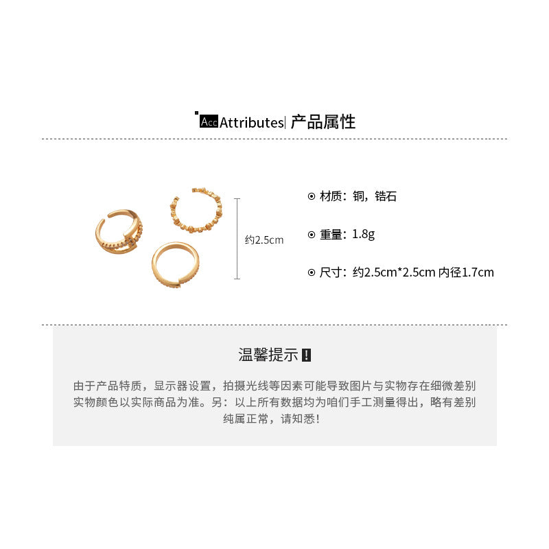 A廠【HR2797】18k真金電鍍鋯石開口戒指小眾高級感氣質食指戒精緻輕奢百搭手飾
 25.11-1
