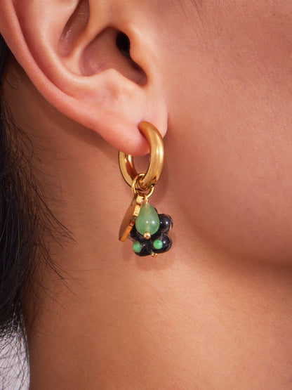 B廠【F627】時尚耳飾女士飾品手工製作趣味樹脂花朵耳環耳環不銹鋼耳圈
 25.09-1