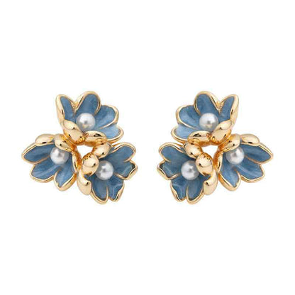 A廠【7348】藍色鳶尾花原創設計師款925銀針琺瑯滴釉花朵耳飾 新款小眾耳環女
 26.01-3