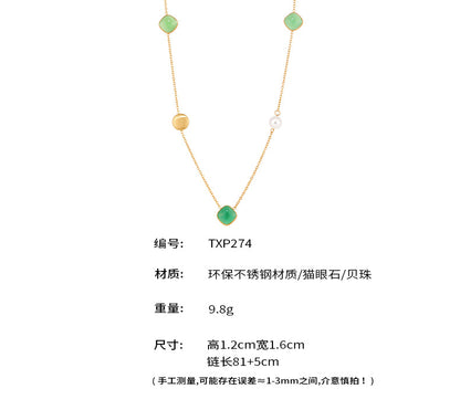 B廠【TXP274】新款七彩轉運珠彩虹糖水晶項鍊不鏽鋼鏈條ins小眾設計首飾 25.08-3