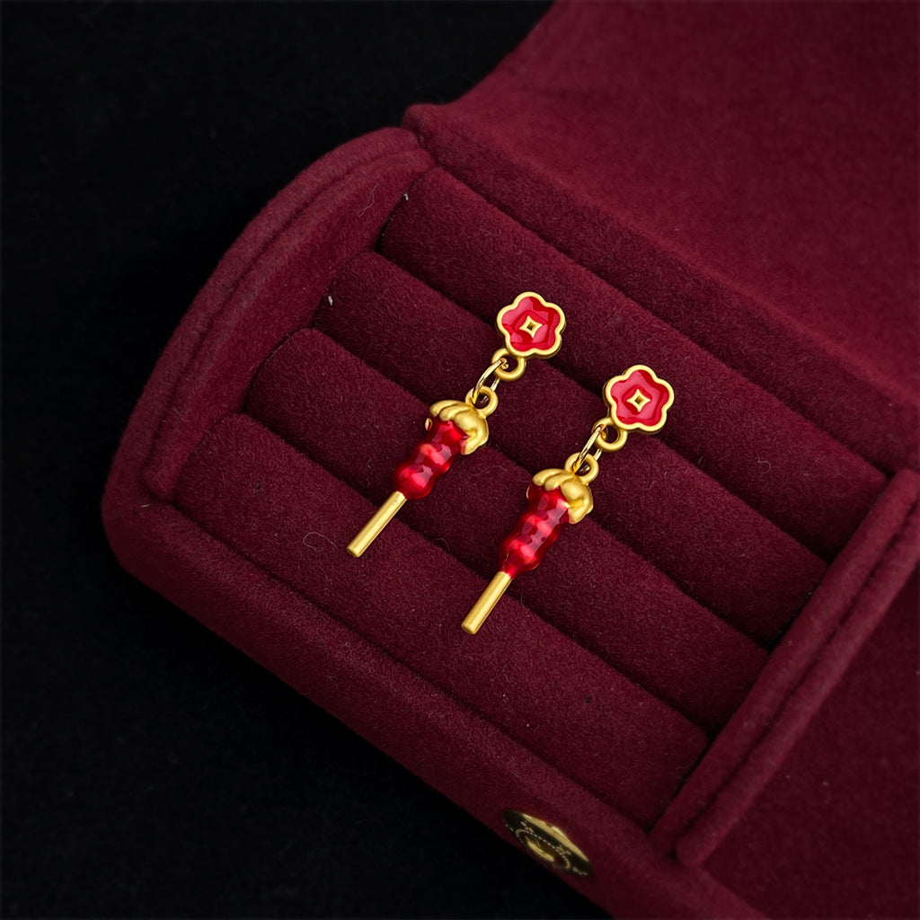 A廠【7209】時尚高級感糖葫蘆串新款耳飾琺瑯滴釉新年紅色國潮耳環
 25.12-2