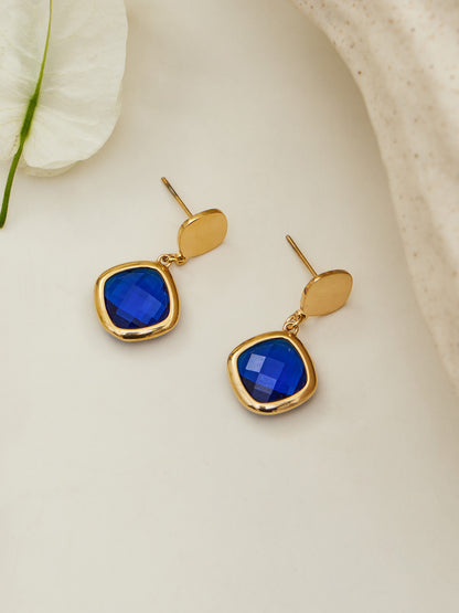 B廠【TXP512】不銹鋼正方形切面玻璃石手鍊項鍊耳環套裝歐美風潮酷氣質珠寶首飾
 25.12-2