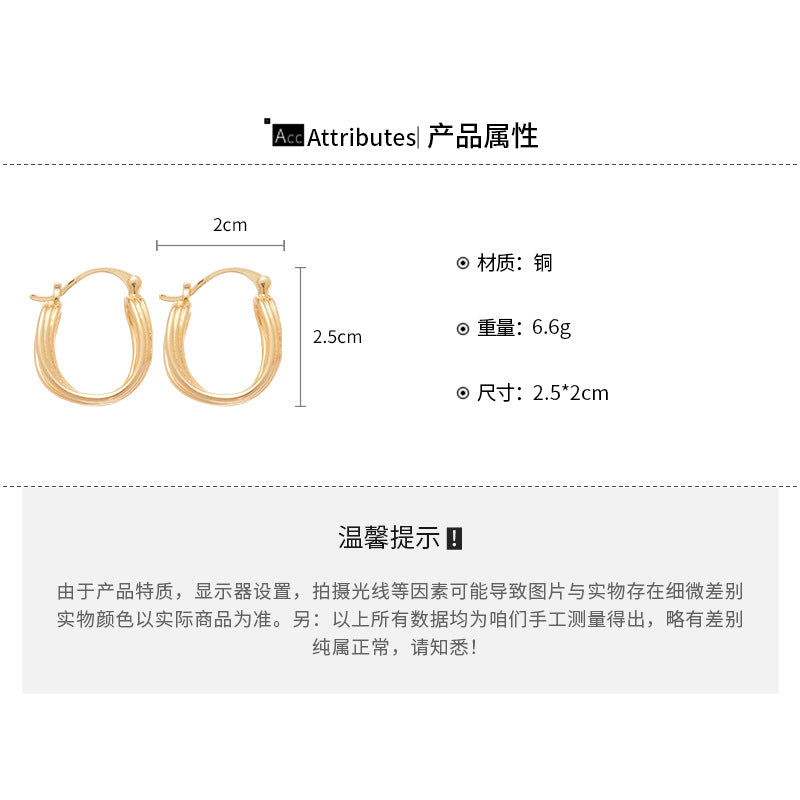 A廠【WE4921】18k真金電鍍歐美幾何橢圓形鏤空扣時尚百搭耳環小眾設計感耳飾
 25.10-4