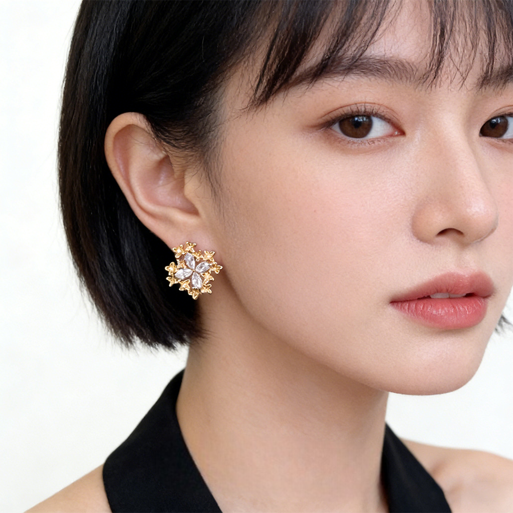 A廠【7284】原創設計鑲嵌鋯石蝴蝶春夏款s925銀針耳飾時尚高級感輕奢風耳環女
 26.01-4