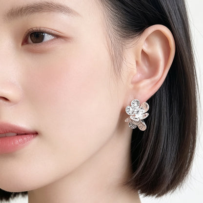 A廠【7746】鑲嵌鋯石肌理感花朵耳環小眾冷淡風設計感耳飾飾品
 26.06-4