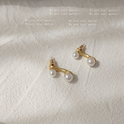 A廠【1541】一款兩戴珍珠耳環法式通勤百搭優雅氣質設計感溫柔高級感簡約耳飾 25.01-2