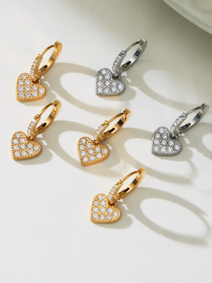 B廠【TXP504】不鏽鋼愛心鋯石項鍊手鍊耳環 鍍18k金chic風歐美時尚百搭珠寶首飾
 25.12-2