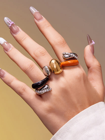 B廠【A656】跨境法式光面雙水滴開口戒指不鏽鋼鍍18k真金不掉色首飾
 25.11-2