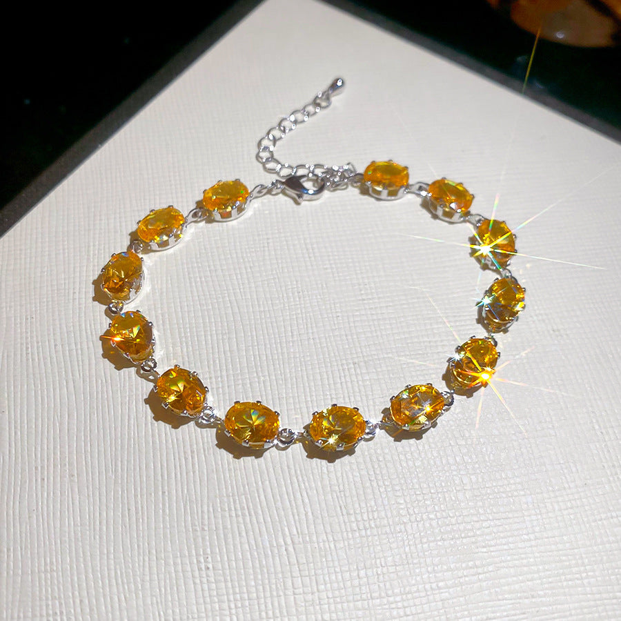 A廠【HB4615】超閃鋯石幾何橢圓形手鍊時尚簡約百搭氣質手環精緻輕奢高級感手飾
 25.10-1