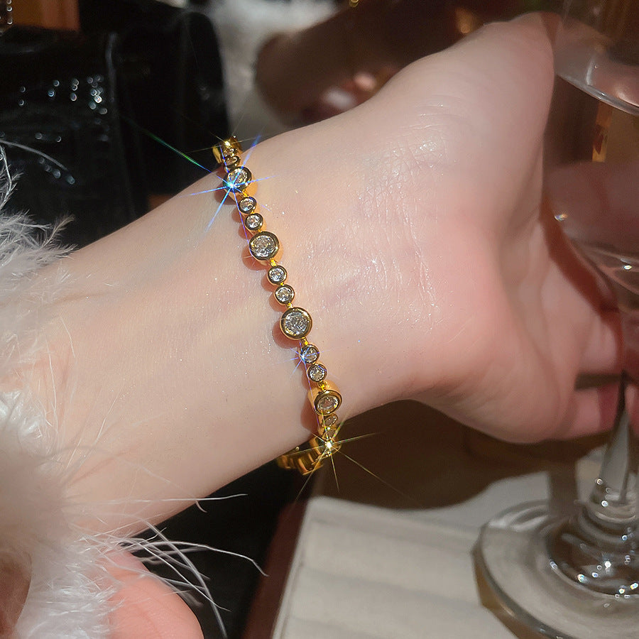 A廠【HB4869】韓系ins鋯石圓形手鍊輕奢高級感手環簡約小眾設計感氣質手飾
 25.11-1