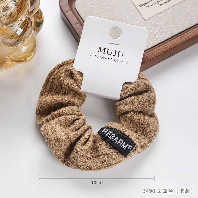 D廠【B490】秋冬毛線大腸圈髮繩卡裝高級感髮飾皮筋商超條形碼頭繩馬尾髮圈
 25.11-1「D廠-單筆結帳需滿，NT$600出貨(不含運費)」