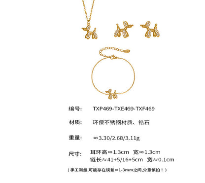 B廠【TXP469】微鑲鋯石氣球狗可愛吊墜項鍊女士時尚輕奢個性鎖骨鏈不銹鋼
 25.11-3