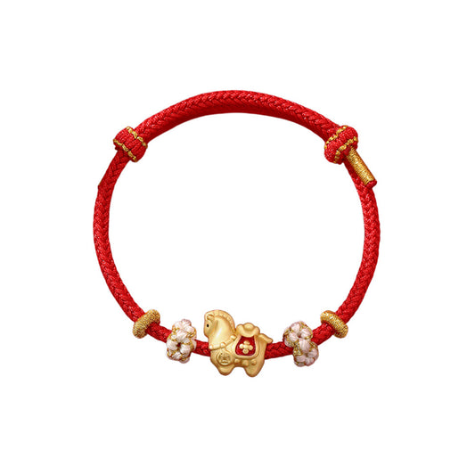 D廠【YC4921SL】原創足銀S999馬上有錢手繩唐駿載寶本命年新款輕奢獨特手飾
 25.12-4