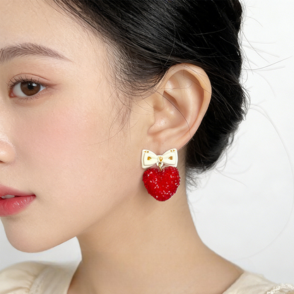 A廠【7377】清新甜美蝴蝶結愛心滿鑽很閃很亮可愛風新款耳環耳環飾品
 26.01-4