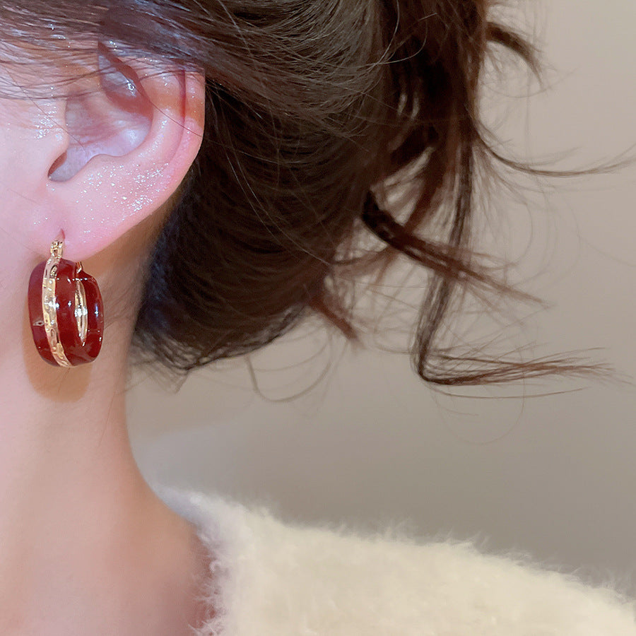 A廠【WE4668】新款復古滴油圓形耳環休閒簡約日常通勤百搭耳環輕奢高級感耳飾女
 25.11-1