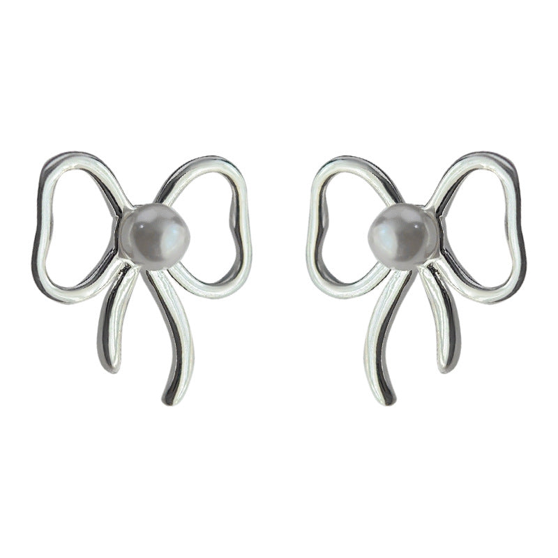 A廠【3992】甜酷風設計感蝴蝶結耳環小眾個性鏤空線條冷淡風繩結高級感耳飾女
 26.01-1