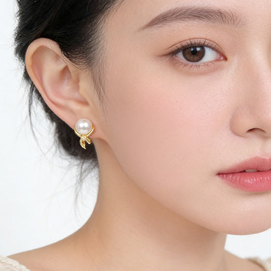 A廠【7462】原創設計師蝴蝶結清新甜美新款優雅氣質高級感耳飾耳環飾品女
 26.04-1