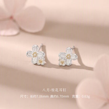 D廠【YC6717E】足銀S999十二月花神簡約精緻小清新小眾溫柔古風甜美獨特耳飾
 26.09-3