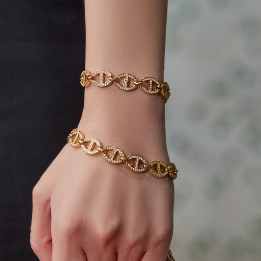 B廠【TXP569】歐美時尚超閃滿鑽設計日子鍊項鍊手鍊耳環組不銹鋼18k鍍金飾品
 26.03-2