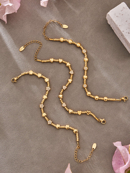 B廠【E223】歐美風氣質百搭日字微鑲鋯石手鍊組合不鏽鋼鍍18k真金時尚冷淡風
 26.03-2